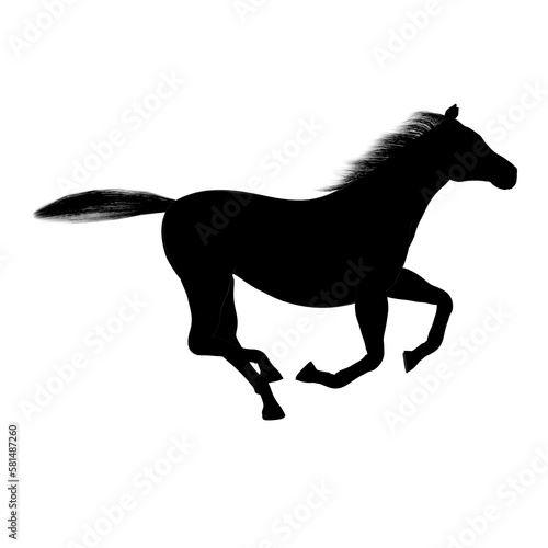 silhouette di cavallo nero al galoppo