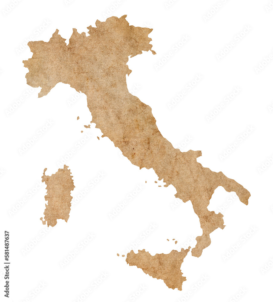 map of Italy on old brown grunge paper	 - obrazy, fototapety, plakaty 