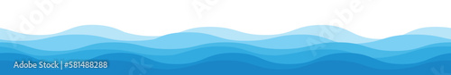 Seamless sea waves pattern. Water wave abstract design. Blue ocean wave layer