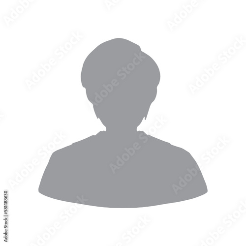 着物を着たジュニア男子のシルエットイラスト　グレー