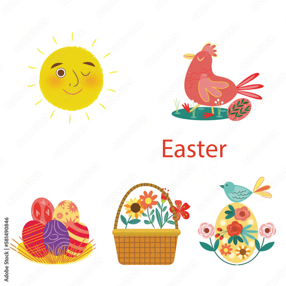 set of easter eggs and flowers and Easter seamless pattern with rabbits and bunny free vector set of easter eggs and flowers and Easter seamless pattern with rabbits and bunny free vector