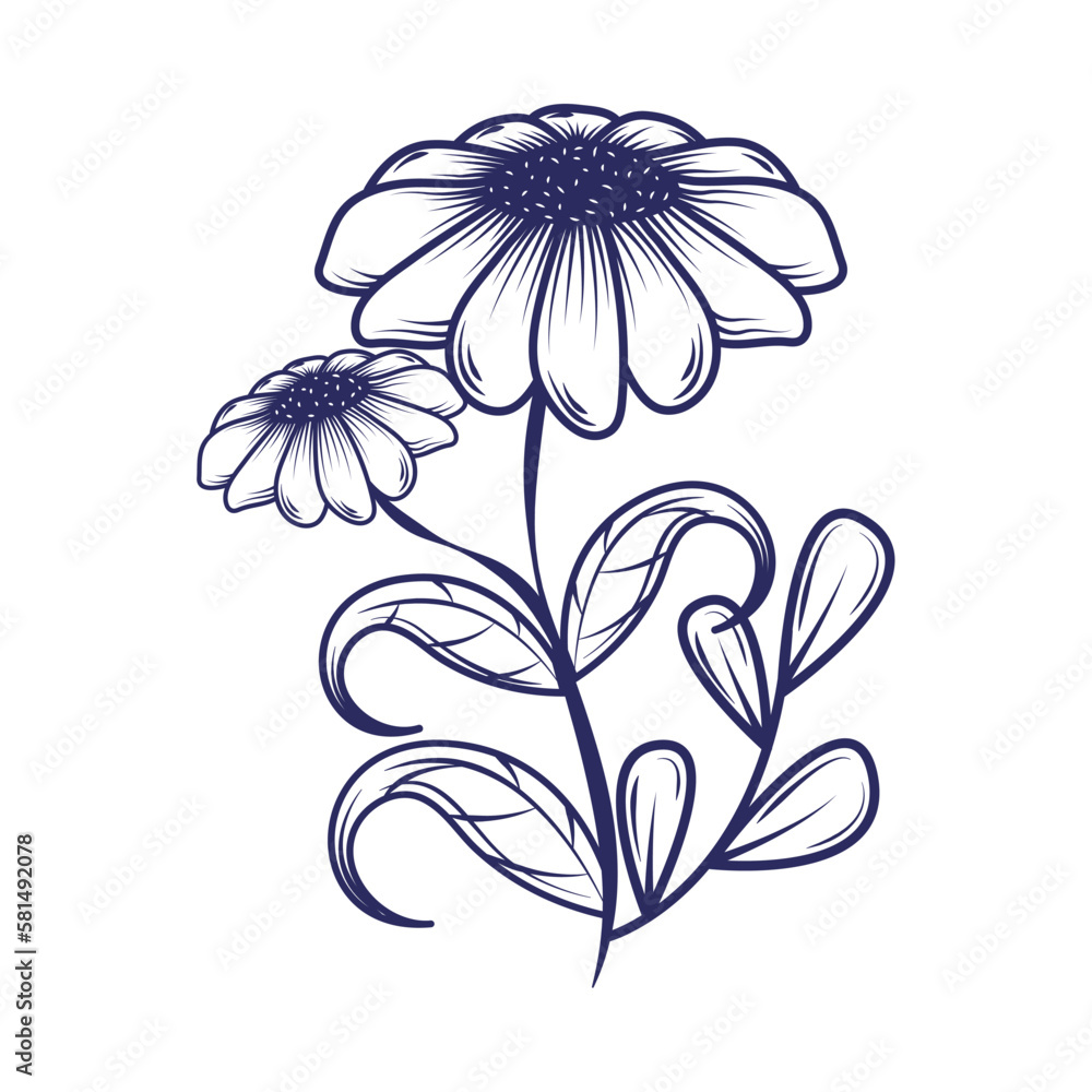 flowers foliage doodle