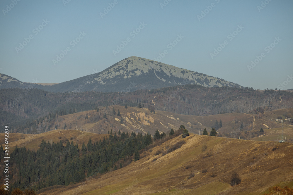 Landscape of autumn mountains on a sunny day