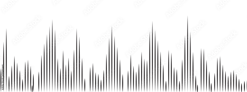 Abstract sound wave element grey lines on white background. Abstract music wave, radio signal, voice, frequency technology background.