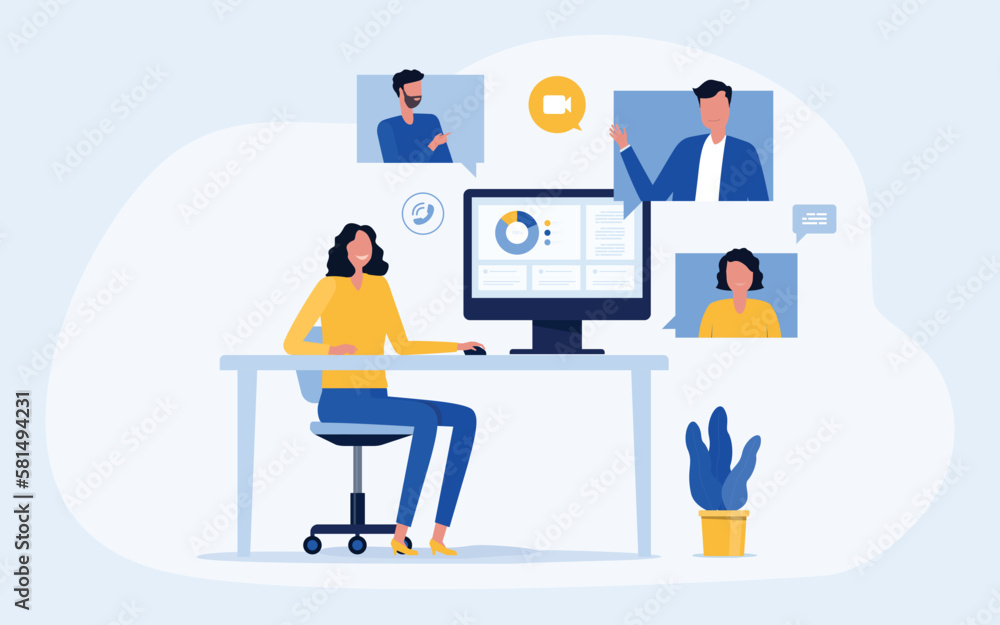 business smart working with online video conference meeting concept and business team working from anywhere with internet technology. business smart working with online video conference meeting concept and business team working from anywhere with internet technology.