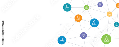 flat abstract social network connection and business online communication  concept	
