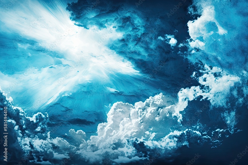 Natural sky beautiful blue and white texture background. Generative AI