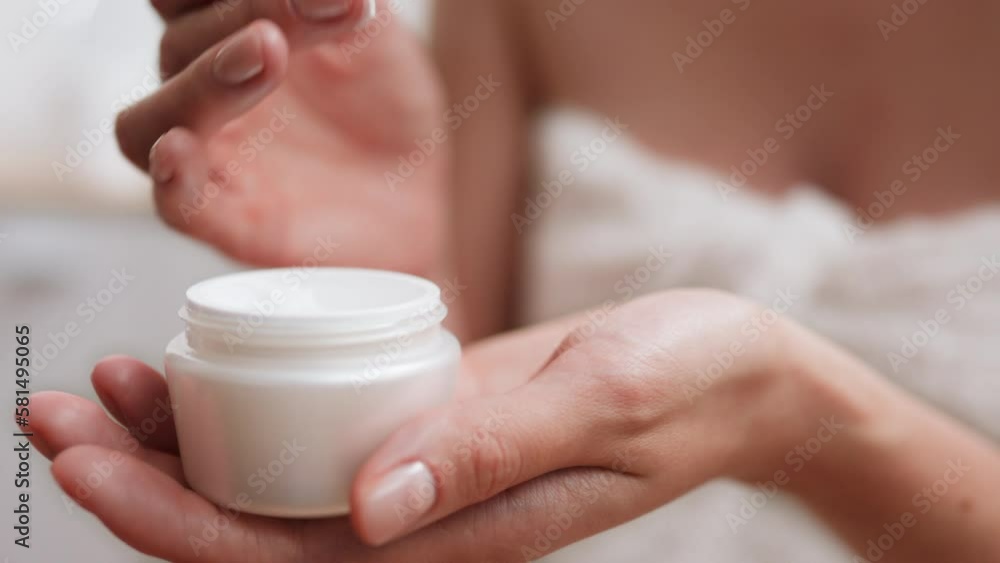 Cosmetic product, Business woman Relaxingly rubbing anti-wrinkle cream Indoor care In slow motion A young girl at a beautician's appointment for daily skin care of her body, cosmetics
Cosmetic product, Business woman Relaxingly rubbing anti-wrinkle cream Indoor care In slow motion A young girl at a beautician's appointment for daily skin care of her body, cosmetics