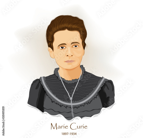 Marie Curie famous scientist in chemistry and physics, pioneer in research of radioactivity, Nobel Prize winner