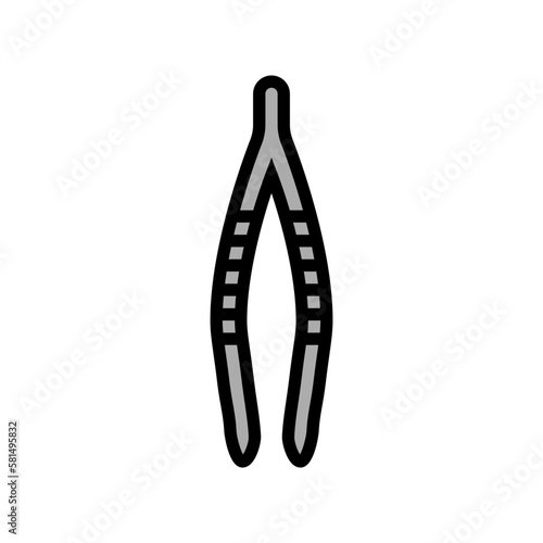 forceps chemical glassware lab color icon vector illustration