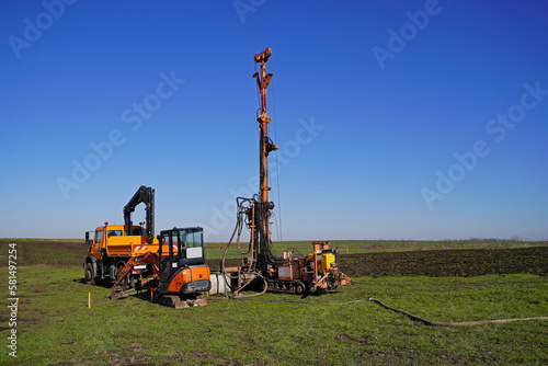 Drilling for subsequent grouting in the former mining area in pr