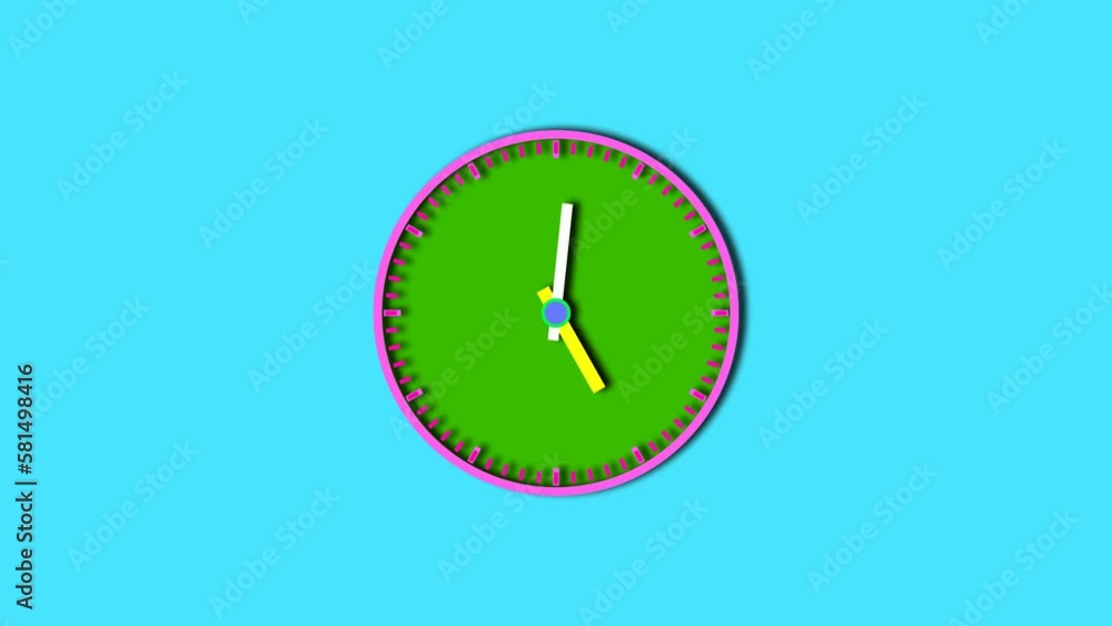 Clock animation , analog clock 12 hour time. neon wall clock animated. Clock animation , analog clock 12 hour time. neon wall clock animated.