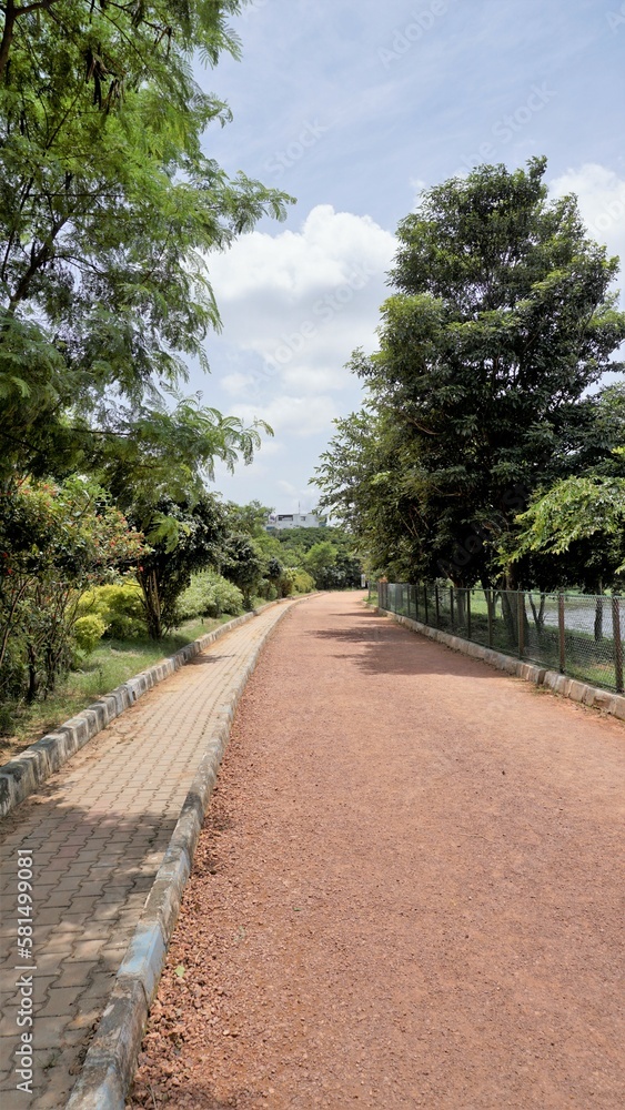 Portrait view of walking lane of Agara lake. Well maintained lakes and Part of Varthur lake series Portrait view of walking lane of Agara lake. Well maintained lakes and Part of Varthur lake series