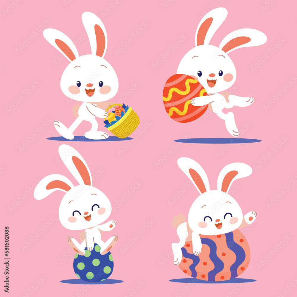easter bunny with eggs and Easter seamless pattern with rabbits and bunny free vector easter bunny with eggs and Easter seamless pattern with rabbits and bunny free vector