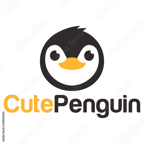 Modern vector flat design simple minimalist logo template of penguin head mascot character vector collection for brand, emblem, label, badge. Isolated on white background.