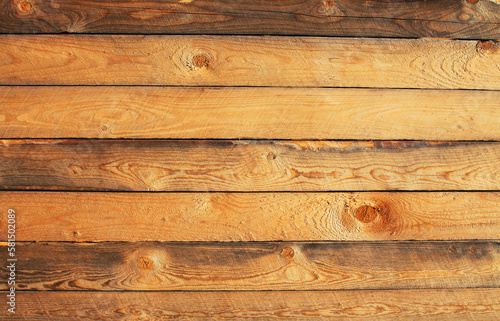 Natural wooden background, table or plank wall, top view