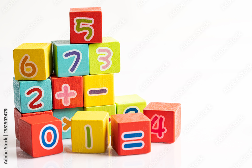 Math number colorful on white background, education study mathematics learning teach concept. Math number colorful on white background, education study mathematics learning teach concept.