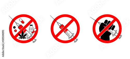 No drugs, concept design. International day against drug abuse illustration, banner