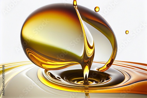 Close up of a drop oil. Generative AI