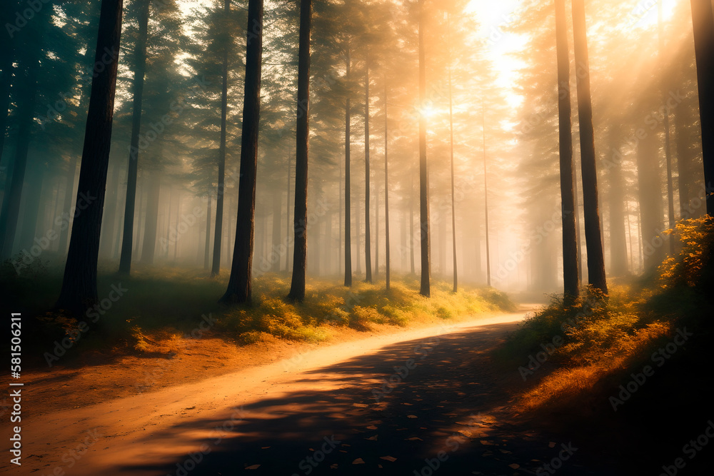 Fototapeta premium forest concept art illustrtion. Generative ai.