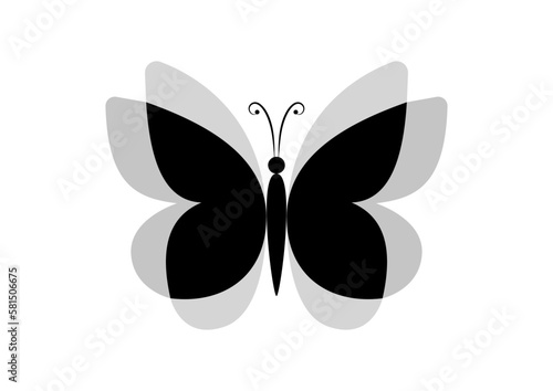 Optical Illusion Of Black Butterfly Icon Vector Illustration Isolated On White Background