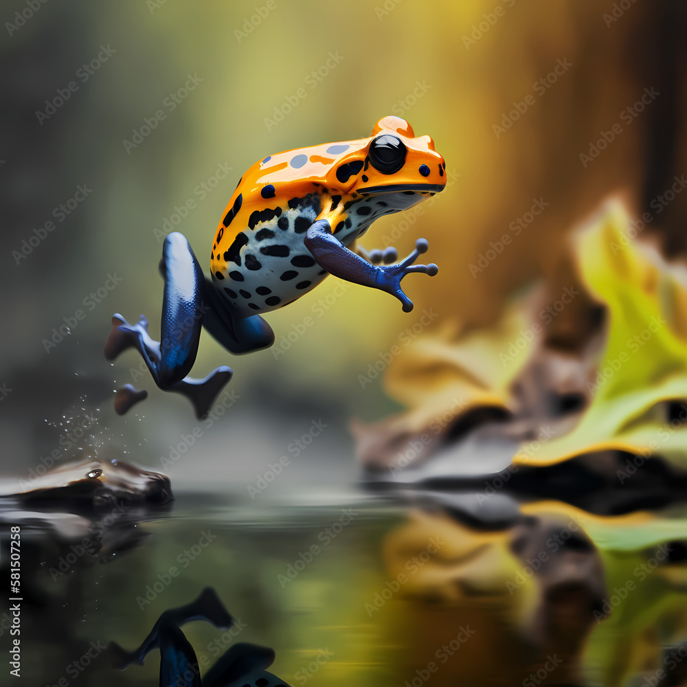 Fototapeta premium Jump Poison dart frog. Generative AI