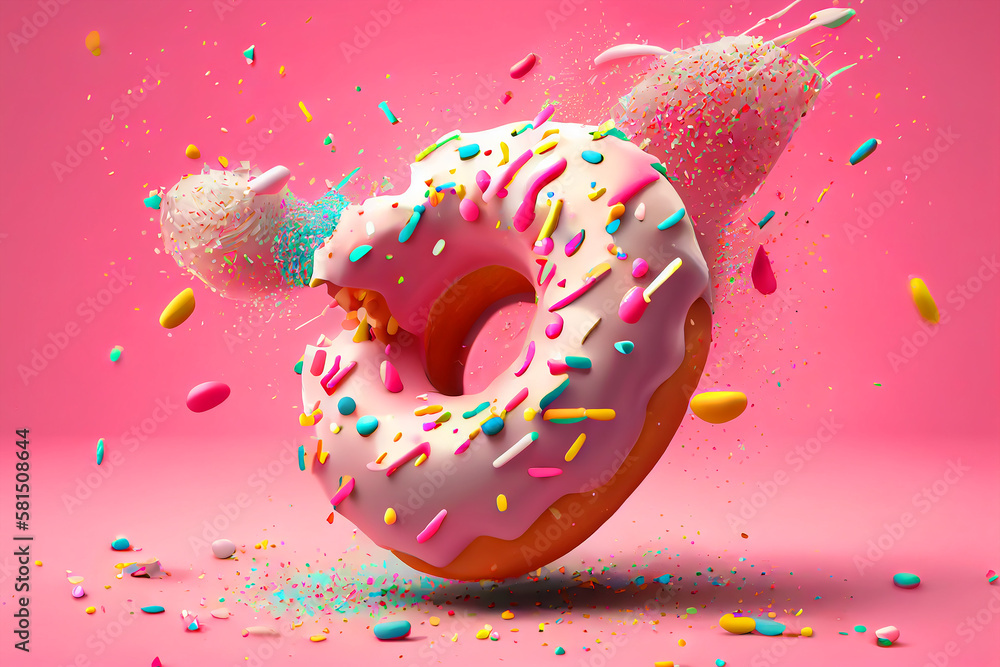 pink donut. Generative AI pink donut. Generative AI