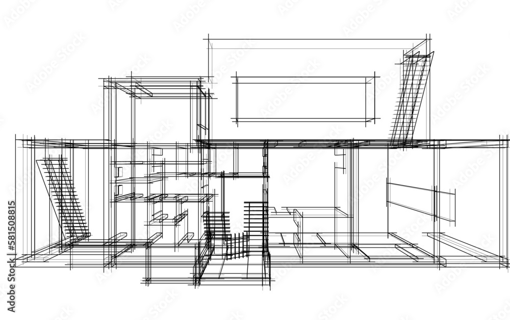 Modern house architectural drawing Modern house architectural drawing