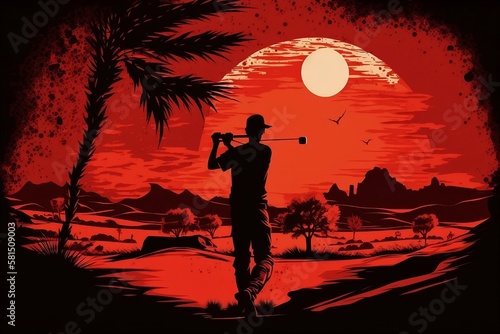 A Golfer's Silhouette. Generative AI