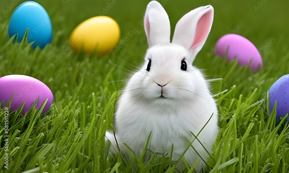 Easter bunny with Easter eggs Easter bunny with Easter eggs