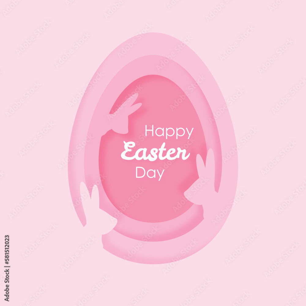 Happy Easter Day greeting card. Pink paper cut out of an egg with the words happy easter day on it Happy Easter Day greeting card. Pink paper cut out of an egg with the words happy easter day on it