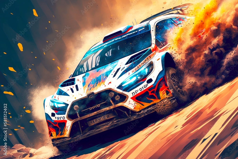 rally high-speed car competitions motorsport on off-road, generative ai ...