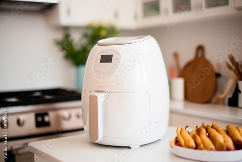 generative ai illustration of hot air fryer in a modern kitchen