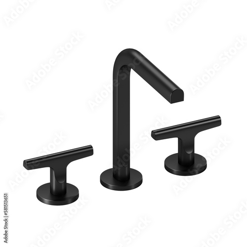 Black faucet isolated on white background. 3d render.