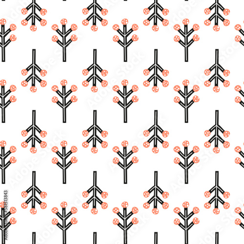 Seamless pattern with Scandinavian berries.