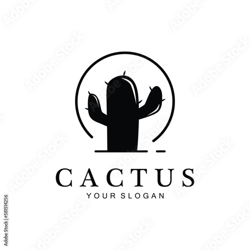 Cactus Creative Logo Template. Vector Illustration icon.