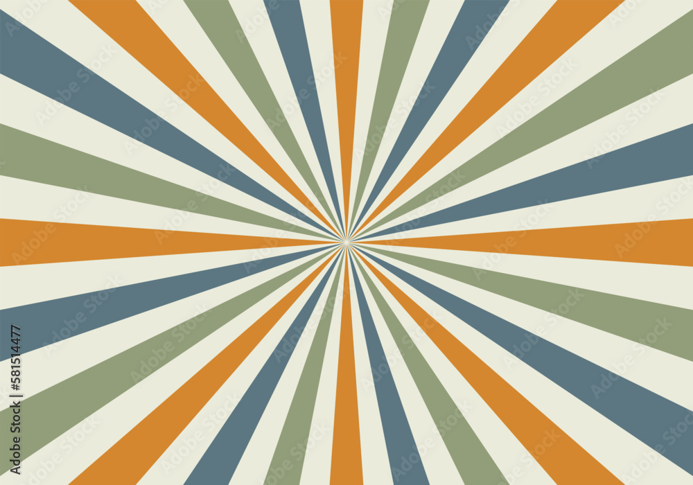 retro sun burst background with colorful stripes and rays vector	