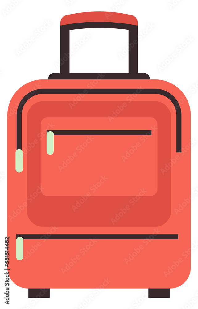 Rolling red suitcase. Travel symbol. Luggage icon Rolling red suitcase. Travel symbol. Luggage icon