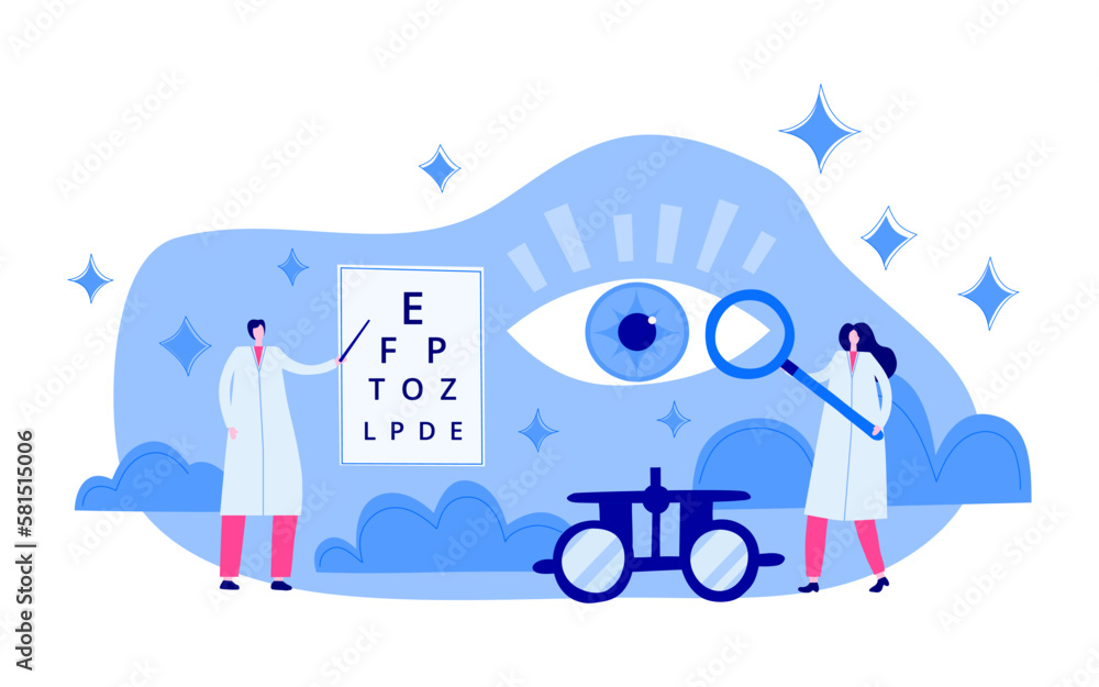 Ophthalmology scene with people. Ophthalmology scene with people.