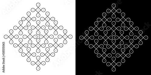 abstract kolam with dots vector illustration