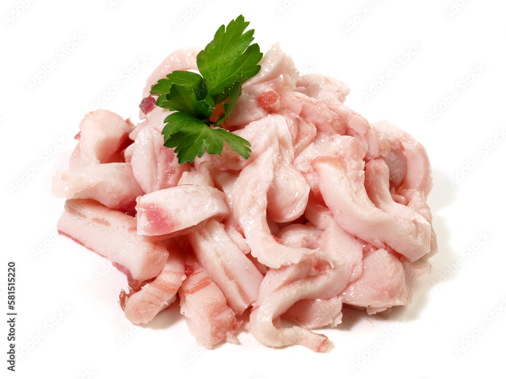 Raw Pork Lard for Rendered Pig Fat isolated on white Background