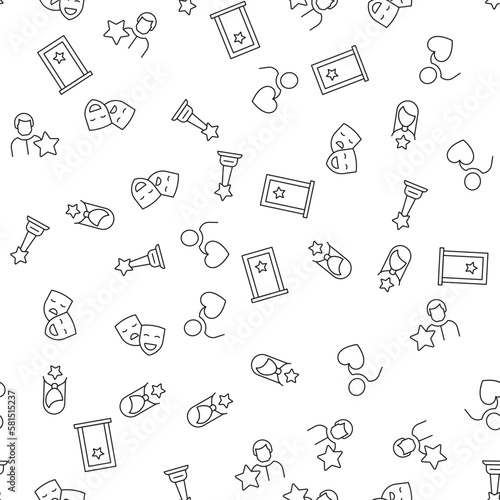 Vector seamless pattern of actors, dressing room, statuette is made of various element
