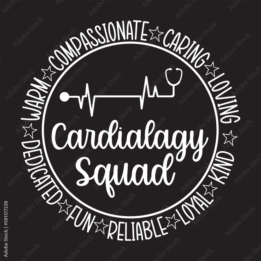 Warm compassionate caring loving cardiology squad svg design