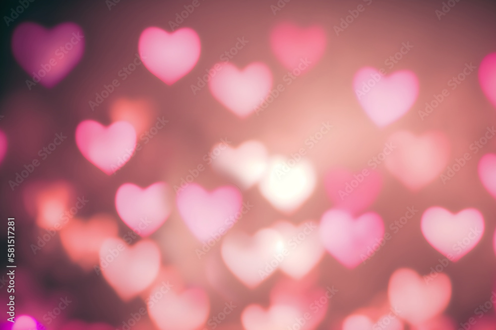 Abstract blurred pink hearts background