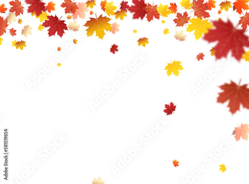 Autumn falling leaves on white background vector template. Autumn Leaf vector