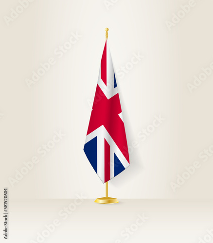 United Kingdom flag on a flag stand.