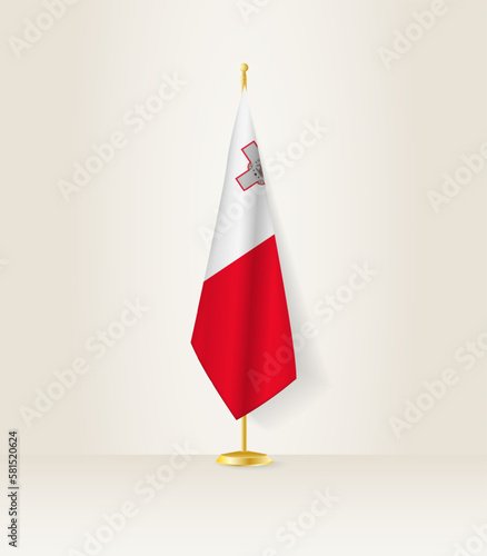 Malta flag on a flag stand.