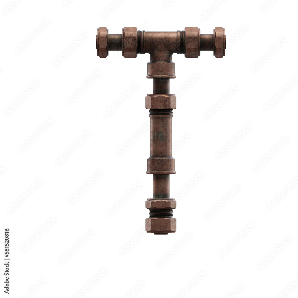 Copper Pipes 3D Alphabet or Lettering PNG Graphics