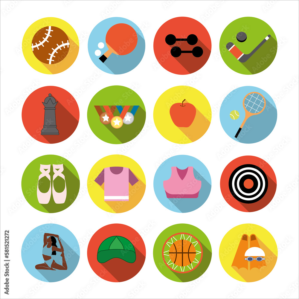 Set of flat sports icons Set of flat sports icons