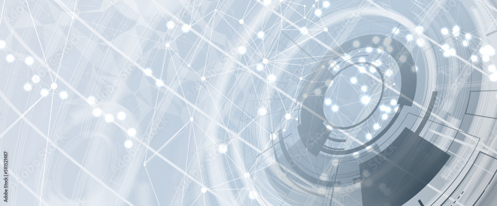 Naklejka premium Quantum processing. Deep learning artificial intelligence. Future new technology for business or science presentation